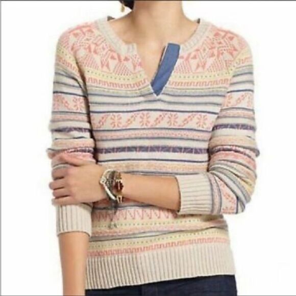 Anthropologie Fiets Voor 2 Orange Mott Sweater S - Picture 1 of 8